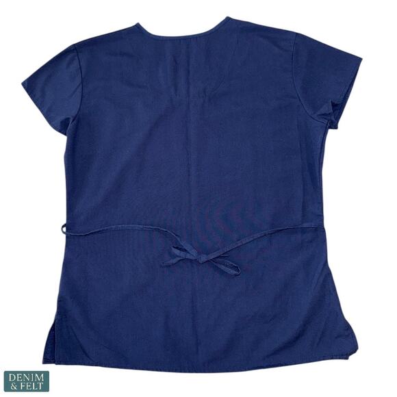 Green Town Navy Pink Ribbon Scrub Set Top & Pants XS Breast Cancer Awareness - Picture 5 of 13